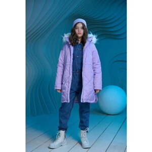 Парка Шалуны, демисезон/зима, удлиненная, размер 34, 128, фиолетовый