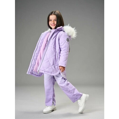 Парка Шалуны Пальто зимнее для девочки, размер 30, 104, фиолетовый