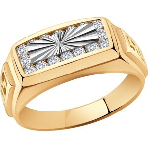 Печатка Diamant online, золото, 585 проба, фианит, размер 20