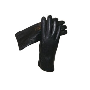 Перчатки демисезонные, натуральная кожа, подкладка, размер 6,5, черный
