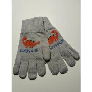 Перчатки демисезонные, размер 5-7лет/110-122 см, оранжевый, серый