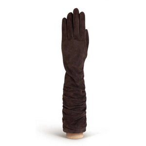 Перчатки ELEGANZZA демисезонные, натуральная кожа, подкладка, размер 6, коричневый