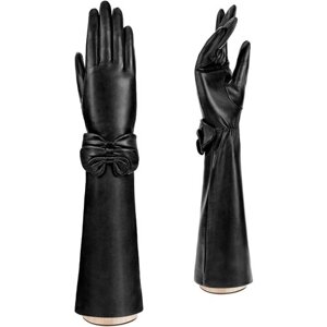 Перчатки ELEGANZZA зимние, натуральная кожа, подкладка, размер 6, черный