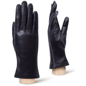 Перчатки ELEGANZZA зимние, натуральная кожа, подкладка, размер 7.5(M), черный, серый