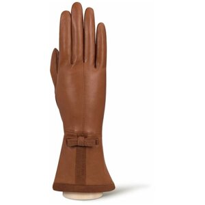 Перчатки ELEGANZZA зимние, натуральная кожа, подкладка, сенсорные, размер 6.5(XS), коричневый