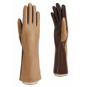 Перчатки ELEGANZZA зимние, натуральная кожа, подкладка, сенсорные, размер 8, коричневый, бежевый