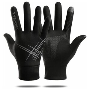 Перчатки мужские спортивные утепленные зимние черные, термоперчатки, размер универсальный