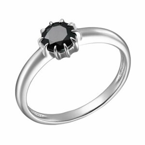 Перстень, серебро, 925 проба, родирование, размер 18, серебряный, черный