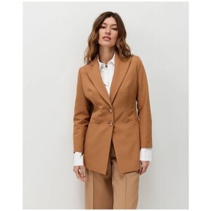 Пиджак Beexist, удлиненный, силуэт полуприлегающий, размер M, бежевый, коричневый