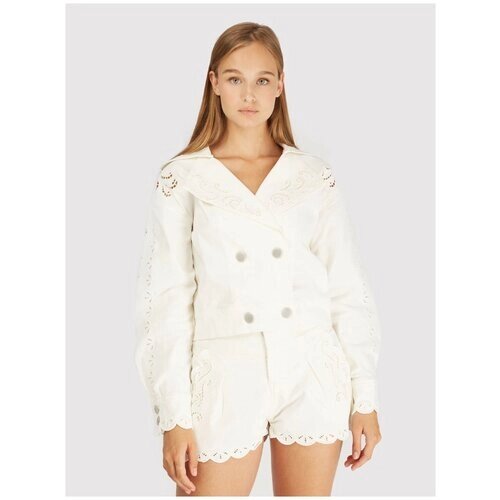 Пиджак elise garreau, укороченный, силуэт прямой, размер XL, белый