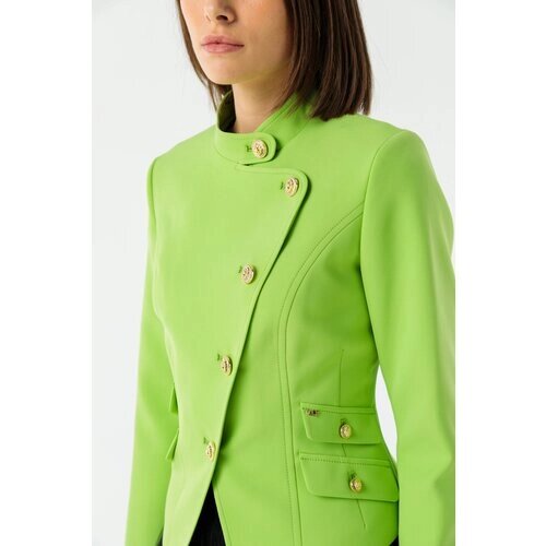 Пиджак Larro, средней длины, силуэт прилегающий, размер 38, зеленый