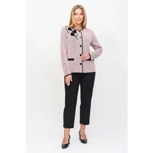 Пиджак Текстильная Мануфактура, средней длины, силуэт полуприлегающий, трикотажный, размер 60, розовый, черный