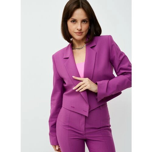 Пиджак , укороченный, оверсайз, двубортный, размер S, фиолетовый
