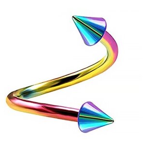 Пирсинг в ухо (нос, губу, половые губы) твистер разноцветная спираль со стрелками