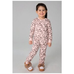 Пижама Белый Слон детская, брюки, застежка отсутствует, рукава с манжетами, брюки с манжетами, размер 92/98, розовый