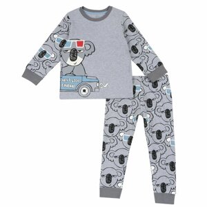 Пижама Chicco для мальчиков, лонгслив, брюки, брюки с манжетами, рукава с манжетами, размер 86, серый