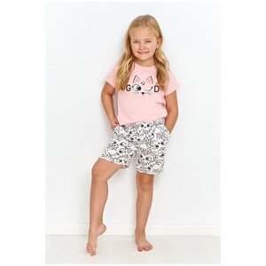 Пижама детская для девочек TARO Lexi 2901-2902-01, футболка и шорты, розовый (Размер: 86)