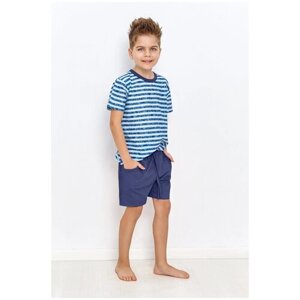 Пижама детская для мальчиков TARO Noah 2949-2950-01, футболка и шорты, темно-синий (Размер: 110)