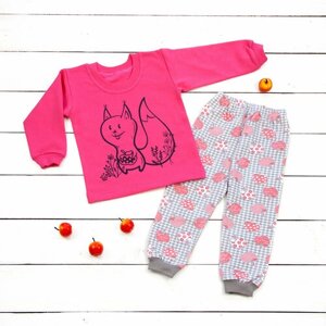 Пижама для девочек, брюки, джемпер, размер 92, розовый