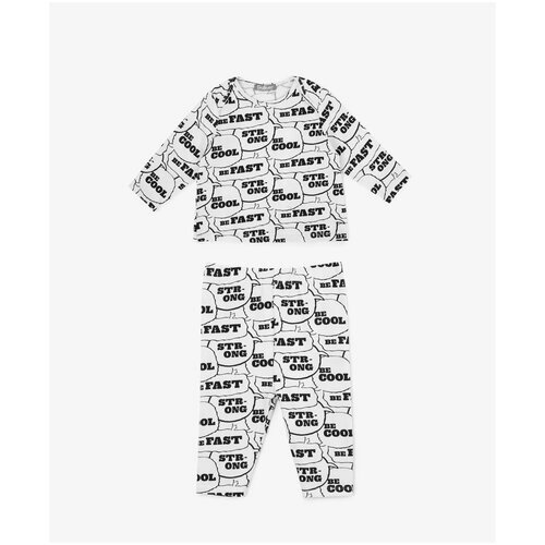 Пижама для малыша из мягкого трикотажа с черно-белым рисунком Gulliver для девочек, размер 3, модель 222GLVRUNC9702