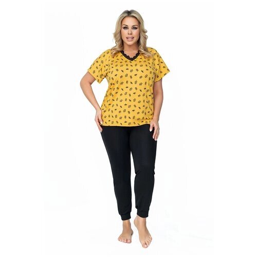 Пижама Donna, футболка, брюки, размер 3XL, желтый
