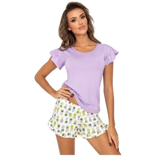 Пижама Donna, футболка, шорты, трикотажная, размер M, фиолетовый