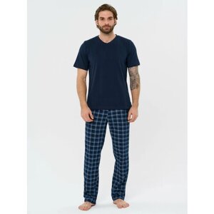 Пижама IHOMELUX, размер 46, голубой, черный
