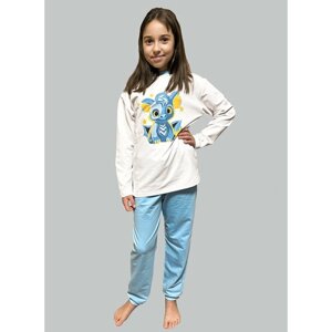 Пижама IRINA EGOROVA, размер 128, голубой, белый