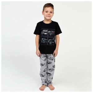 Пижама Kaftan, размер Пижама детская для мальчика KAFTAN "Cars" рост 86-92 (28), серый, черный