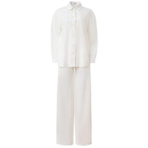 Пижама Minaku, брюки, рубашка, застежка пуговицы, длинный рукав, размер 52/2XL, белый