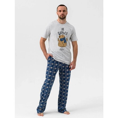 Пижама Оптима Трикотаж, размер 52, синий