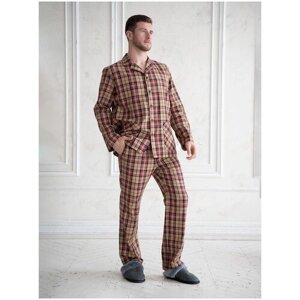 Пижама Pijama Story, брюки, застежка пуговицы, карманы, размер XL, бежевый