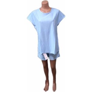 Пижама Свiтанак, футболка, шорты, пояс на резинке, трикотажная, размер 56, голубой