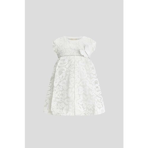 Платье-боди Choupette, хлопок, нарядное, флористический принт, застежка под подгузник, размер 68, белый, экрю