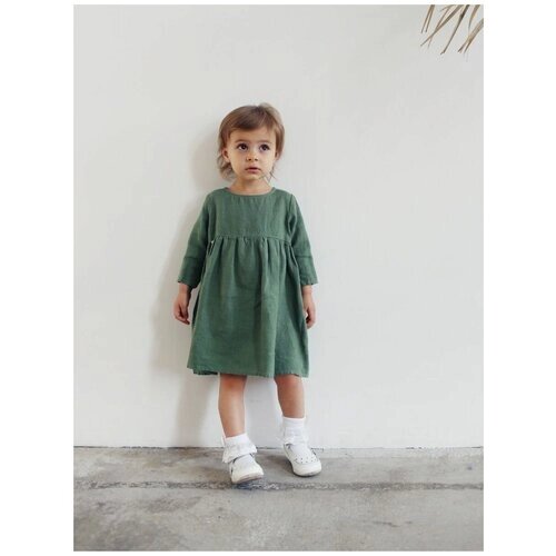 Платье льняное детское Tiny Stories, цвет зеленый, размер 86