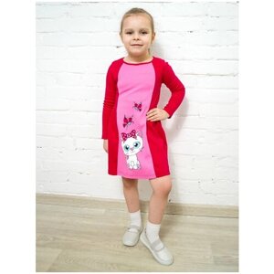 Платье РиД - Родители и Дети, хлопок, размер 86-92, розовый