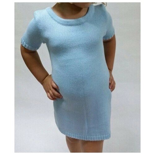 Платье вязаное для девочки Колибри голубое рост 86-92