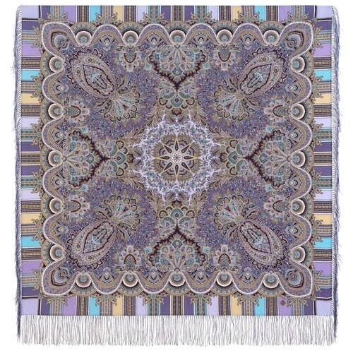 Платок Павловопосадская платочная мануфактура, 125х125 см, фиолетовый, голубой