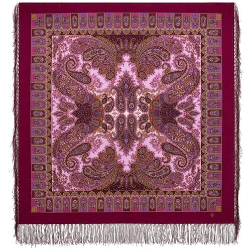 Платок Павловопосадская платочная мануфактура, 125х125 см, фиолетовый