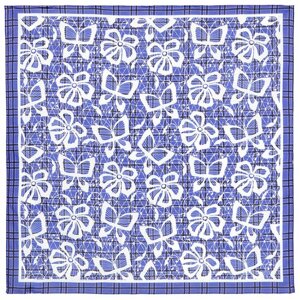 Платок Павловопосадская платочная мануфактура,70х70 см, белый, синий
