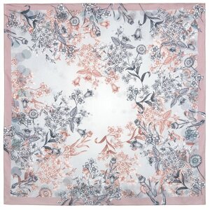 Платок Павловопосадская платочная мануфактура,76х76 см, серый, пыльная роза