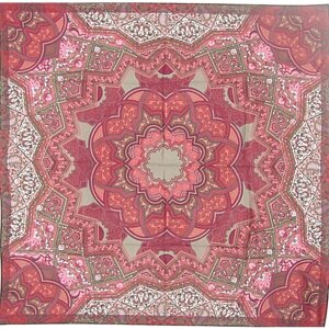 Платок Павловопосадская платочная мануфактура,80х80 см, фиолетовый, красный