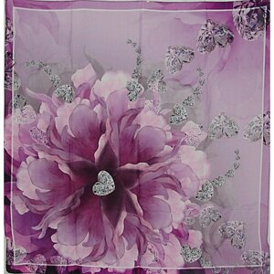 Платок Павловопосадская платочная мануфактура,80х80 см, фиолетовый, розовый