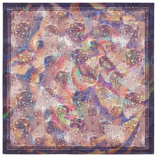 Платок Павловопосадская платочная мануфактура,80х80 см, мультиколор, фиолетовый
