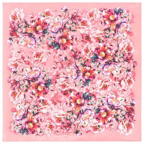 Платок Павловопосадская платочная мануфактура,89х89 см, розовый, коралловый