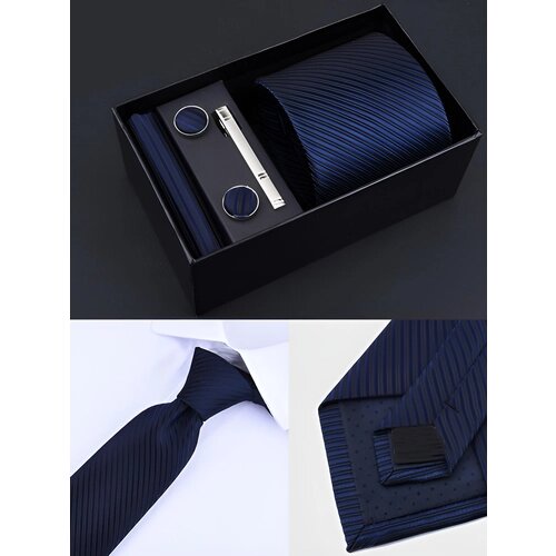 Подарочный набор галстук платок зажим запонки 6