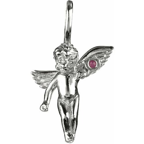 Подвеска CORDE Серебряная подвеска ангел с натуральным рубином, серебро, 925 проба, родирование, рубин, размер 2.4 см.