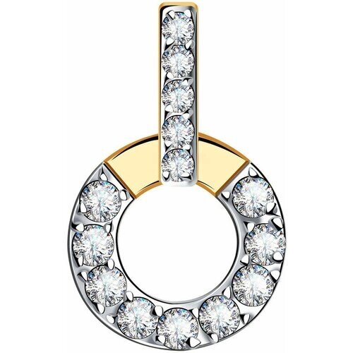 Подвеска Diamant online, золото, 585 проба, фианит, размер 1.6 см.