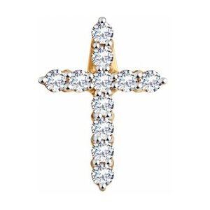 Подвеска Diamant online, золото, 585 проба, фианит, размер 1.6 см.