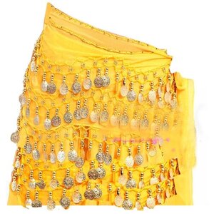 Пояс для восточного костюма танцев живота 5 рядов цвет жёлтый
